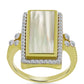 Anillo de Plata Bañada en Oro con Madreperla y Topacio Blanco