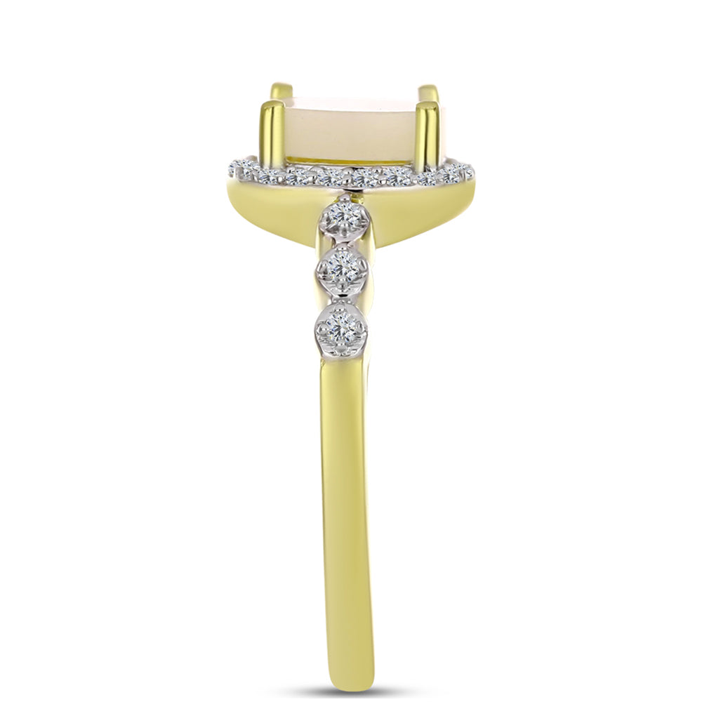 Anillo de Plata Bañada en Oro con Madreperla y Topacio Blanco