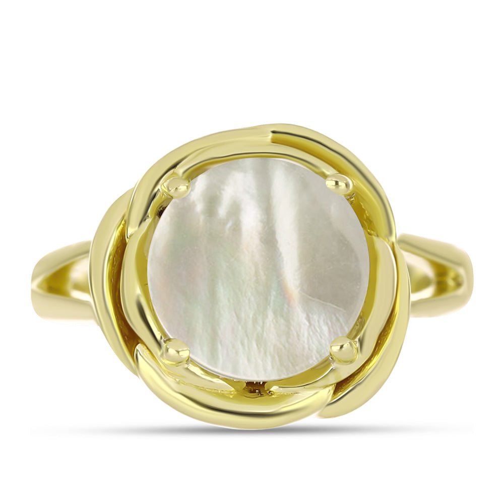 Anillo de Plata Bañada en Oro con Madreperla