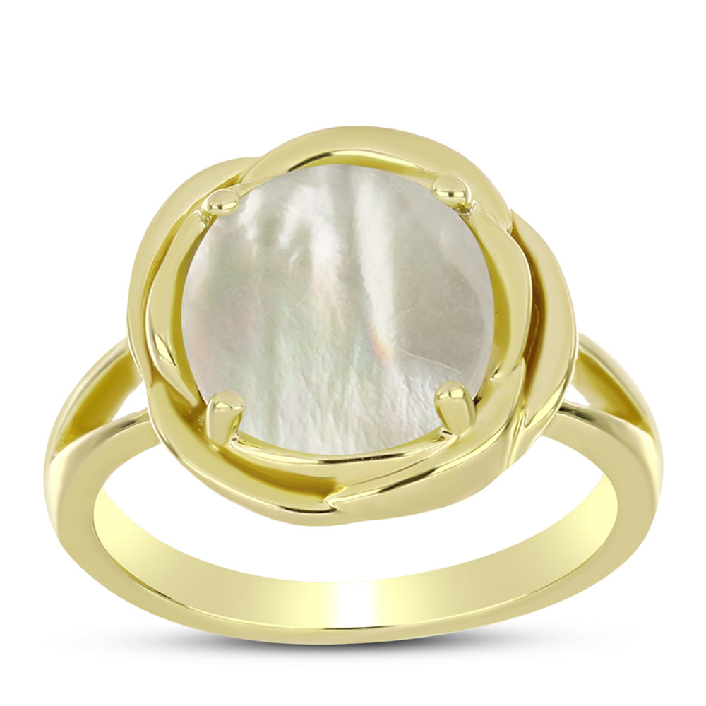 Anillo de Plata Bañada en Oro con Madreperla