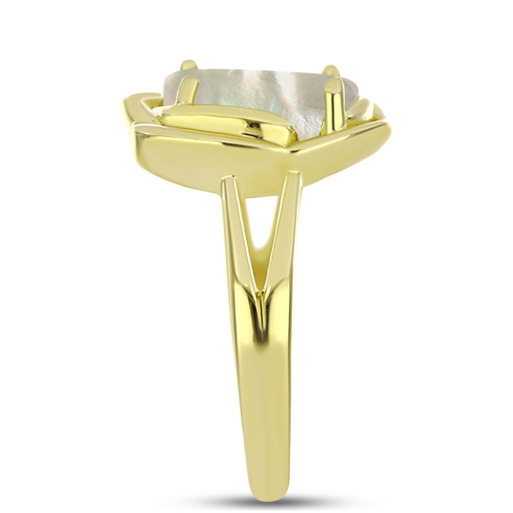 Anillo de Plata Bañada en Oro con Madreperla