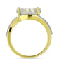 Anillo de Plata Bañada en Oro con Madreperla y Topacio Blanco