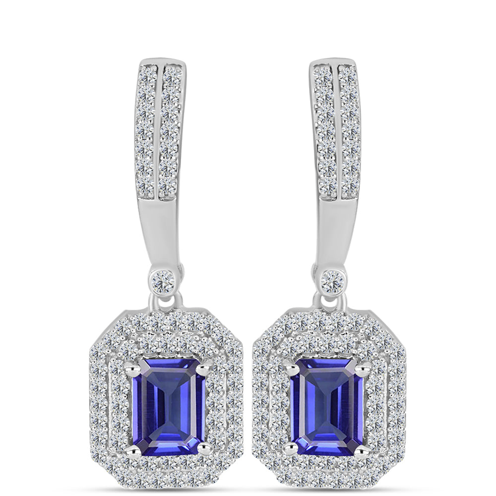 Pendientes de Plata con Tanzanita AAA y Topacio Blanco 1 