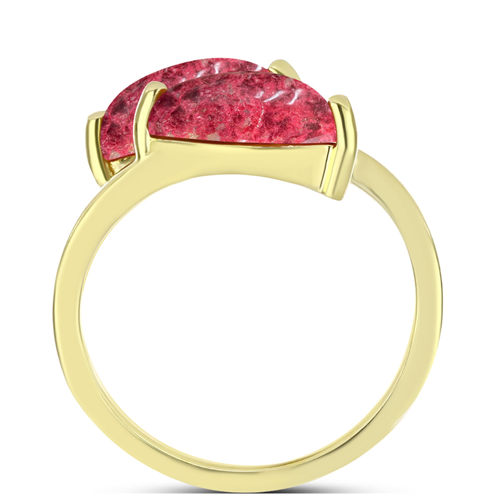 Anillo de Plata Bañada en Oro con Thulita 2 