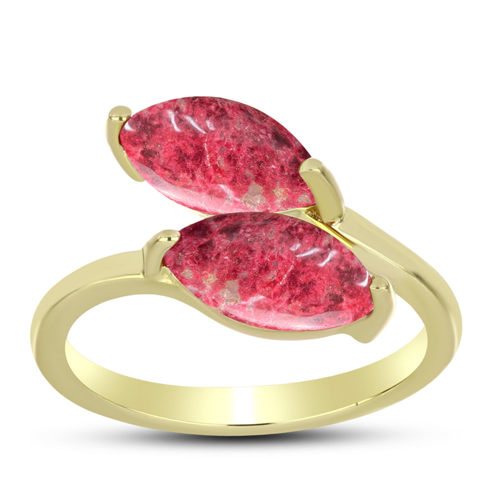 Anillo de Plata Bañada en Oro con Thulita