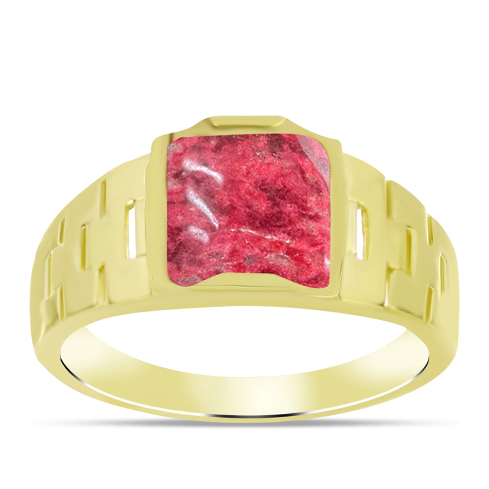 Anillo de Plata Bañada en Oro con Thulita 3 