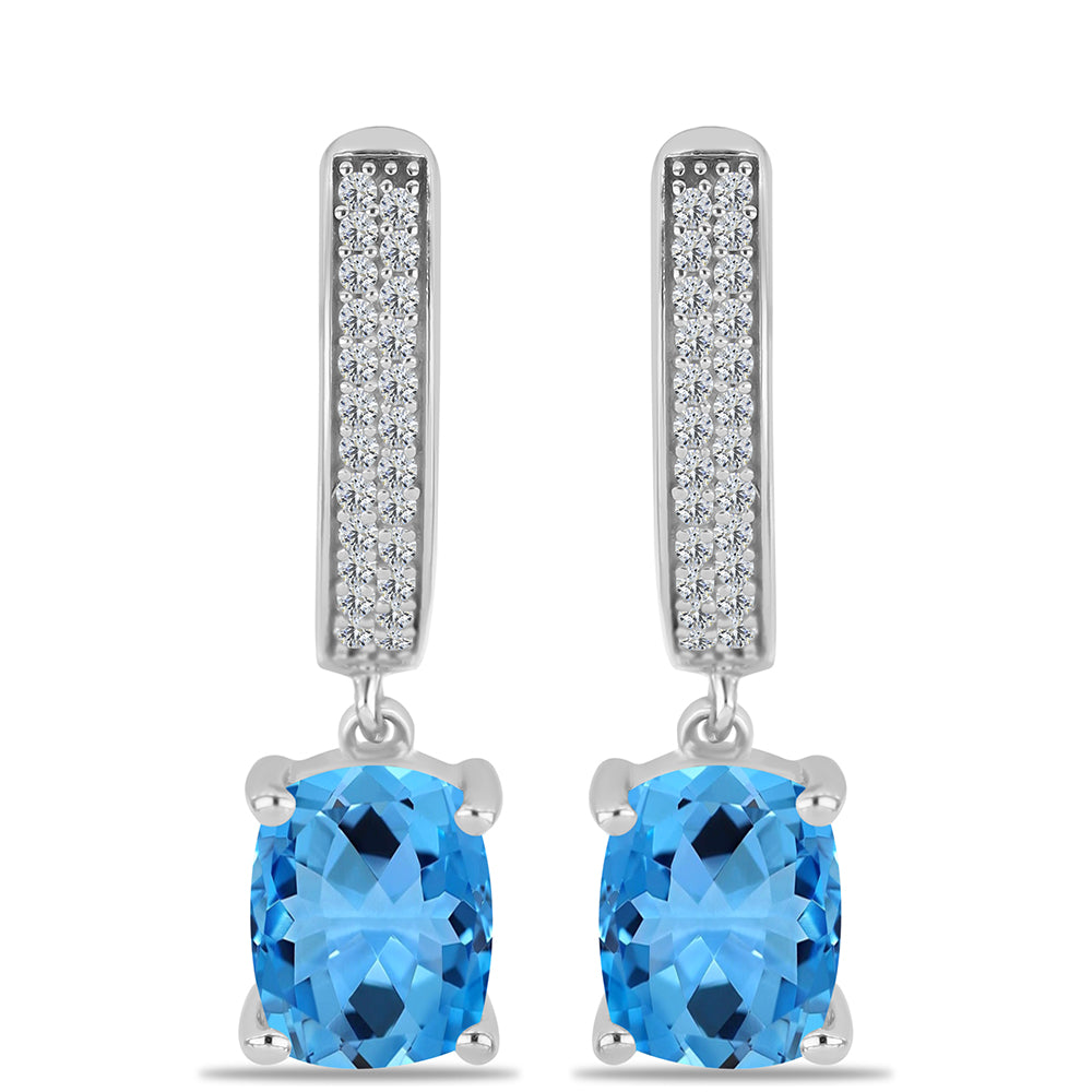 Pendientes de Plata con Topacio Azul Suizo y Topacio Blanco 1 