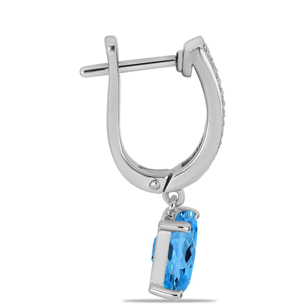 Pendientes de Plata con Topacio Azul Suizo y Topacio Blanco 2 
