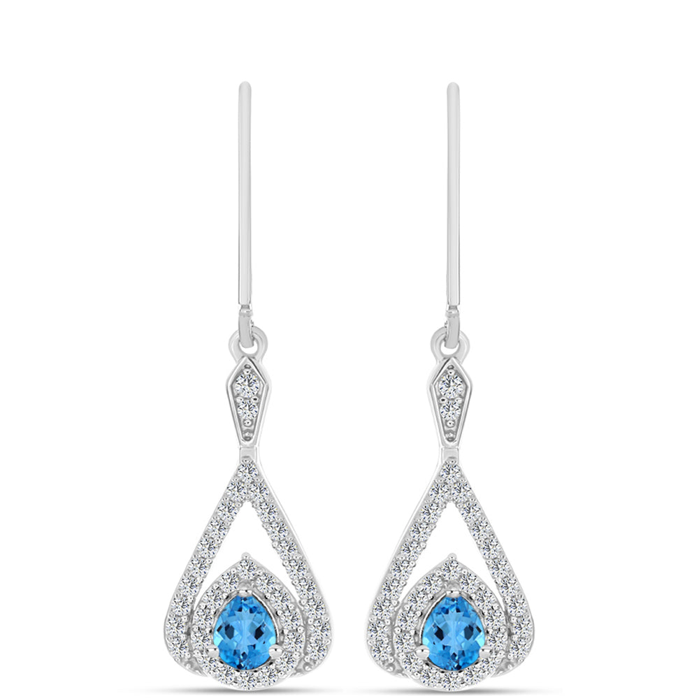 Pendientes de Plata con Topacio Azul Suizo y Topacio Blanco 1 