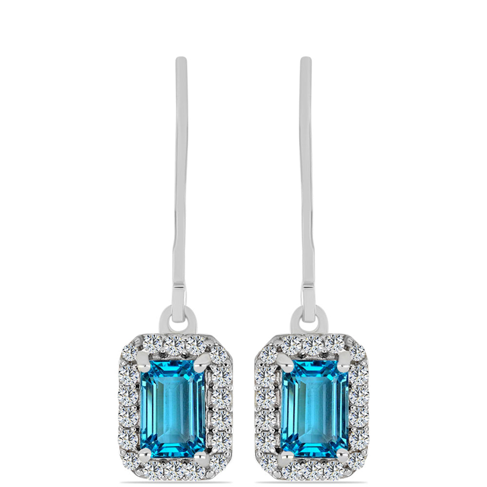 Pendientes de Plata con Topacio Azul Suizo y Topacio Blanco