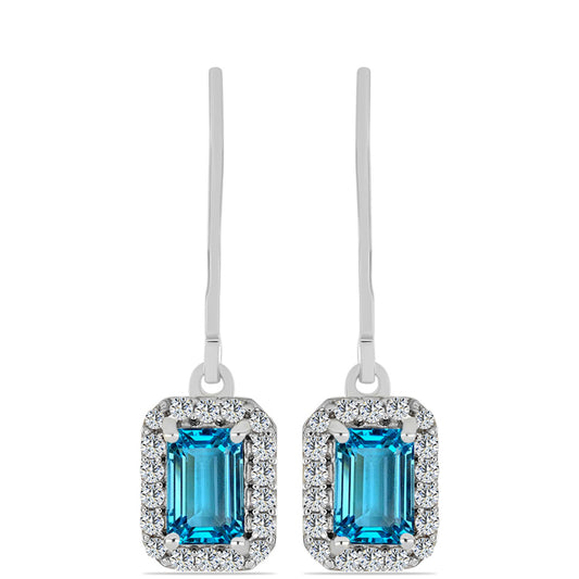 Pendientes de Plata con Topacio Azul Suizo y Topacio Blanco