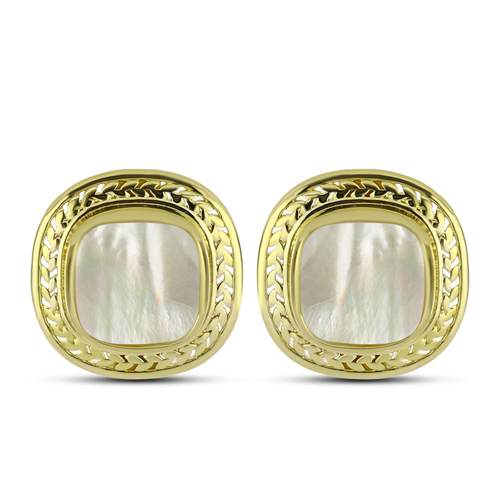 Pendientes de Plata Bañada en Oro con Madreperla