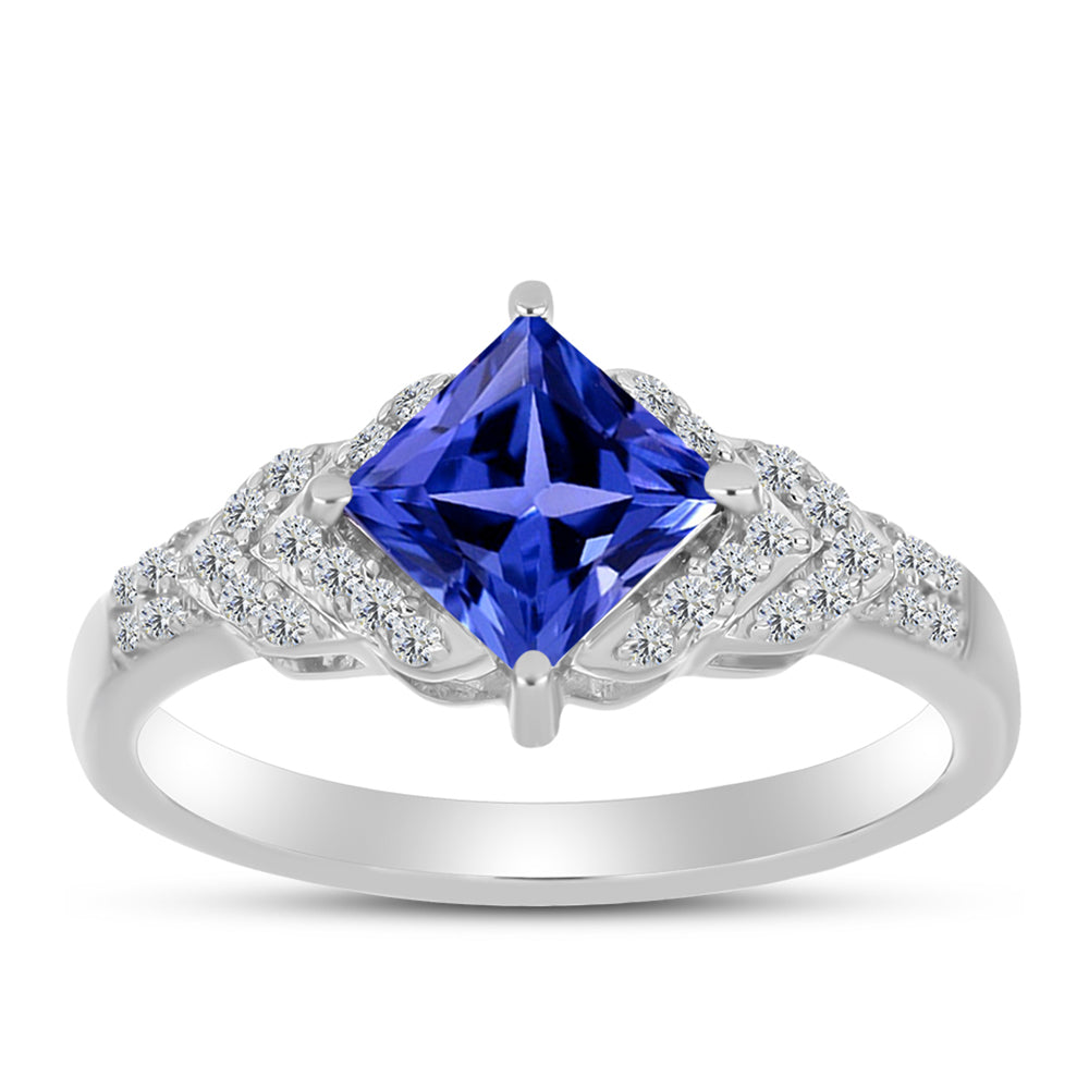Anillo de Plata con Tanzanita AAA y Topacio Blanco 3 