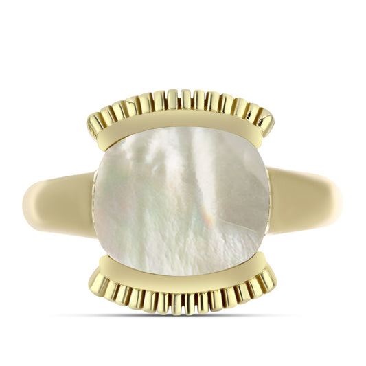 Anillo de Plata Bañada en Oro con Madreperla