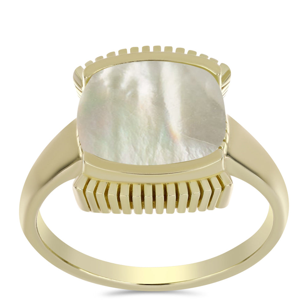 Anillo de Plata Bañada en Oro con Madreperla