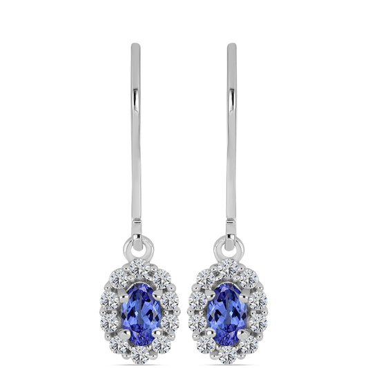 Pendientes de Plata con Tanzanita AAA y Topacio Blanco