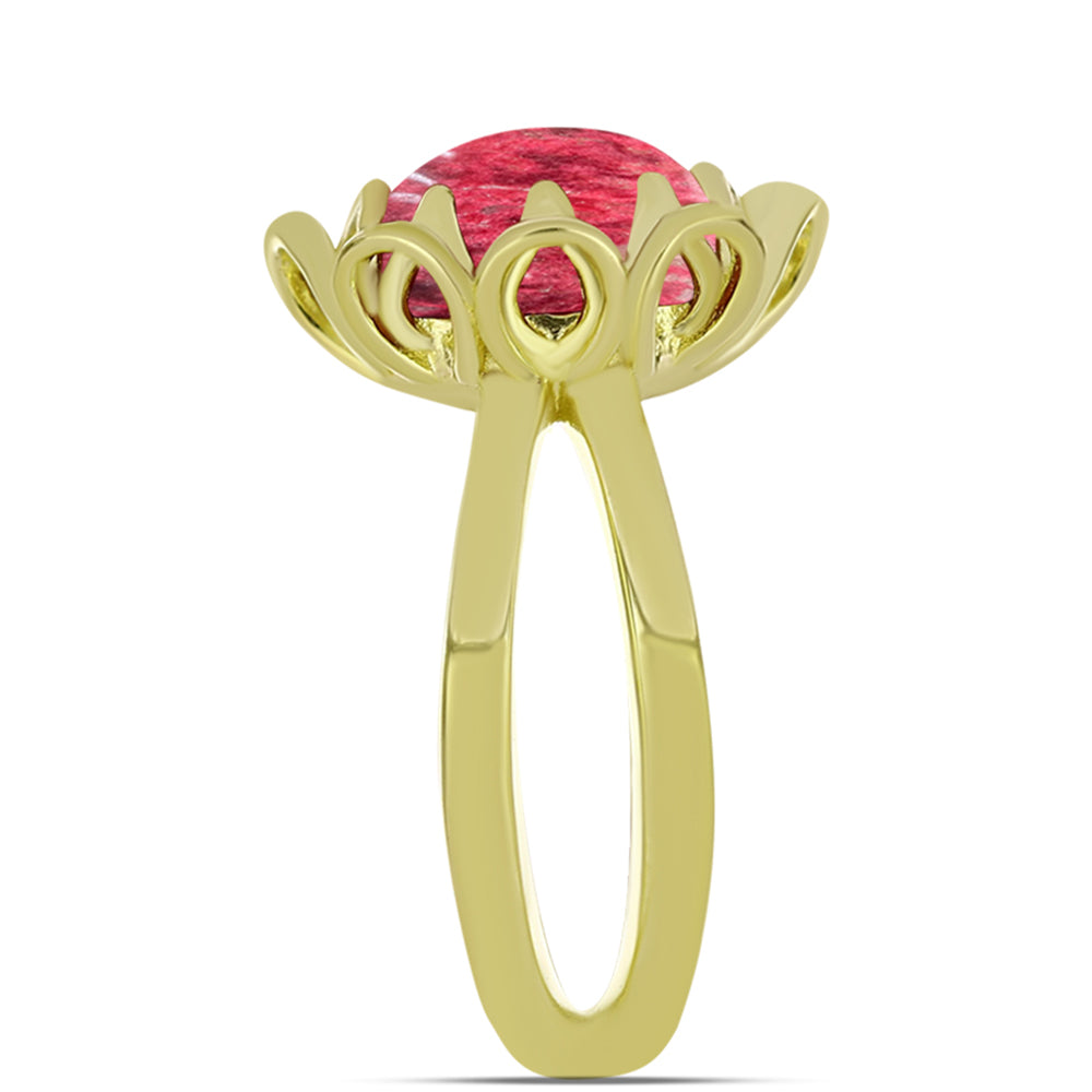Anillo de Plata Bañada en Oro con Thulita