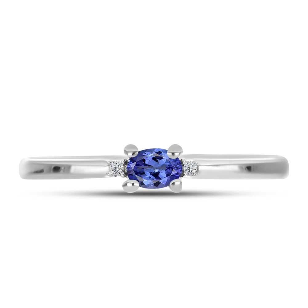 Anillo de Plata con Tanzanita AAA y Topacio Blanco 1 