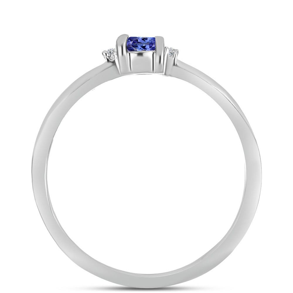 Anillo de Plata con Tanzanita AAA y Topacio Blanco 2 
