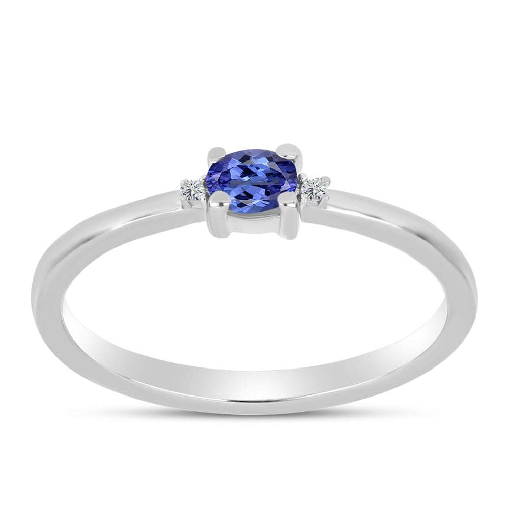 Anillo de Plata con Tanzanita AAA y Topacio Blanco