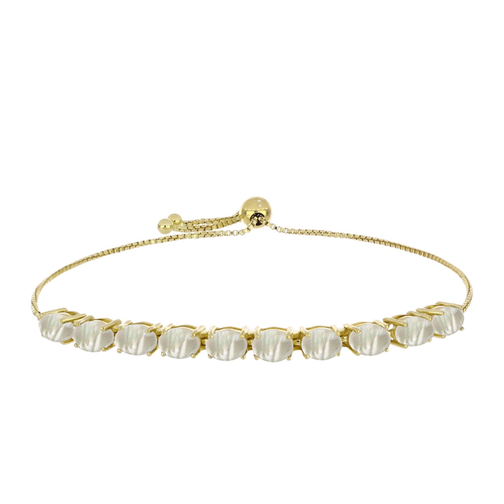 Pulsera de Plata Bañada en Oro con Madreperla