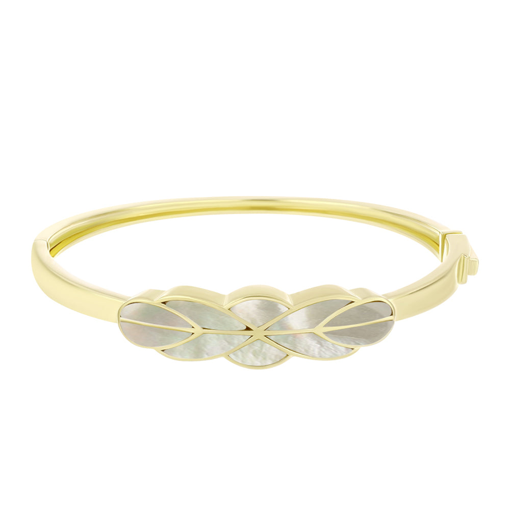 Brazalete de Plata Bañada en Oro con Madreperla