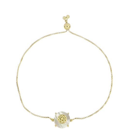 Pulsera de Plata Bañada en Oro con Madreperla