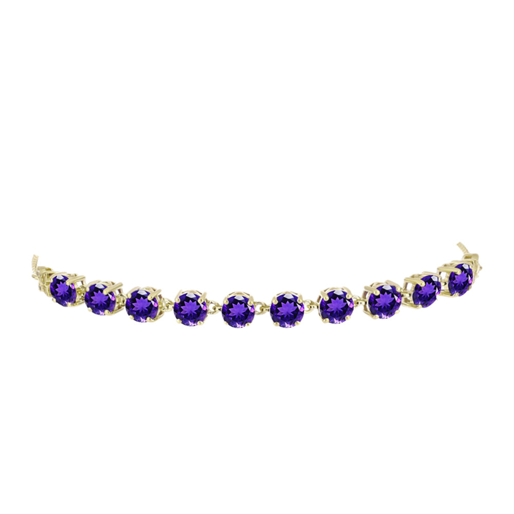 Pulsera de Plata Bañada en Oro con Amatista de Marruecos y Topacio Blanco 2 