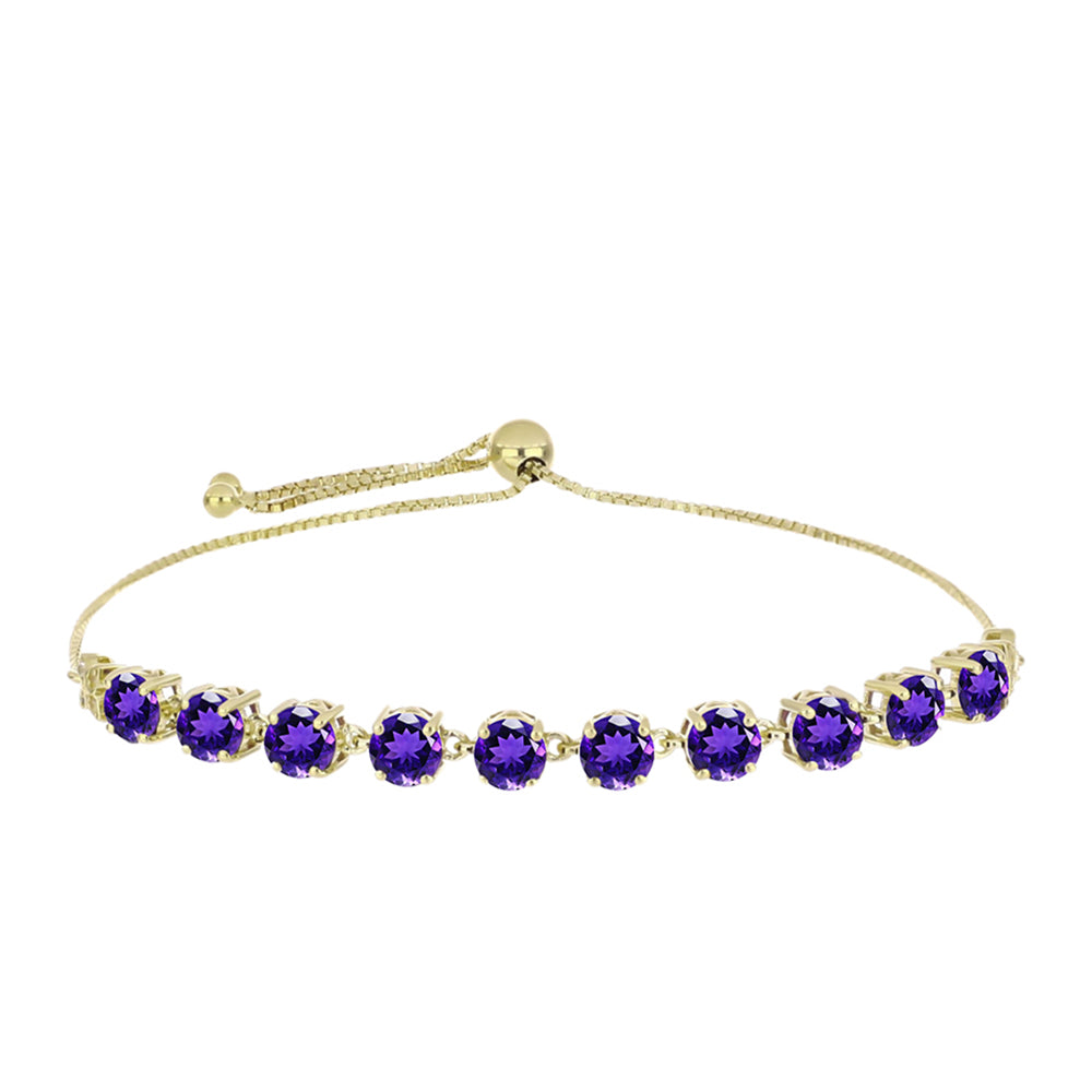 Pulsera de Plata Bañada en Oro con Amatista de Marruecos y Topacio Blanco 1 