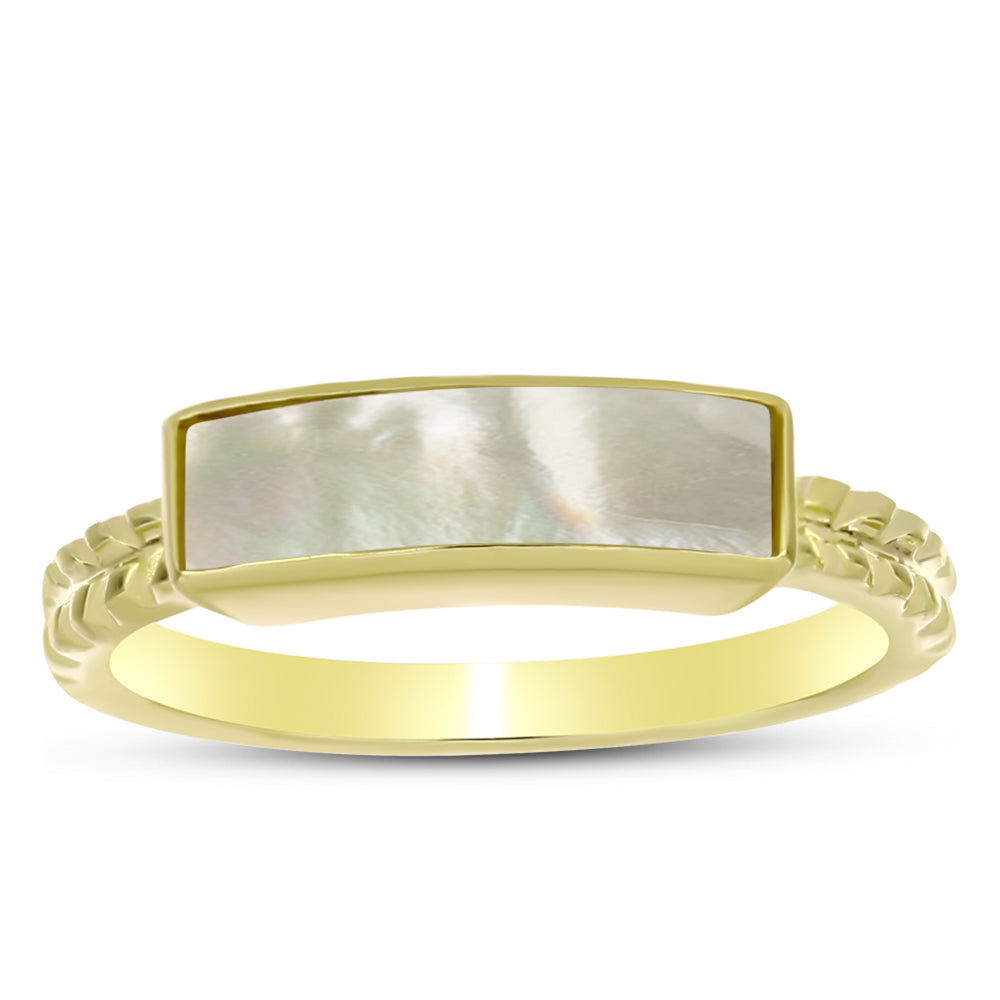 Anillo de Plata Bañada en Oro con Madreperla 3 