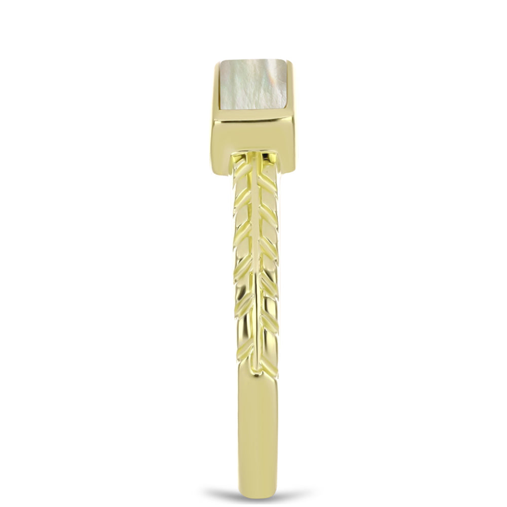 Anillo de Plata Bañada en Oro con Madreperla 4 