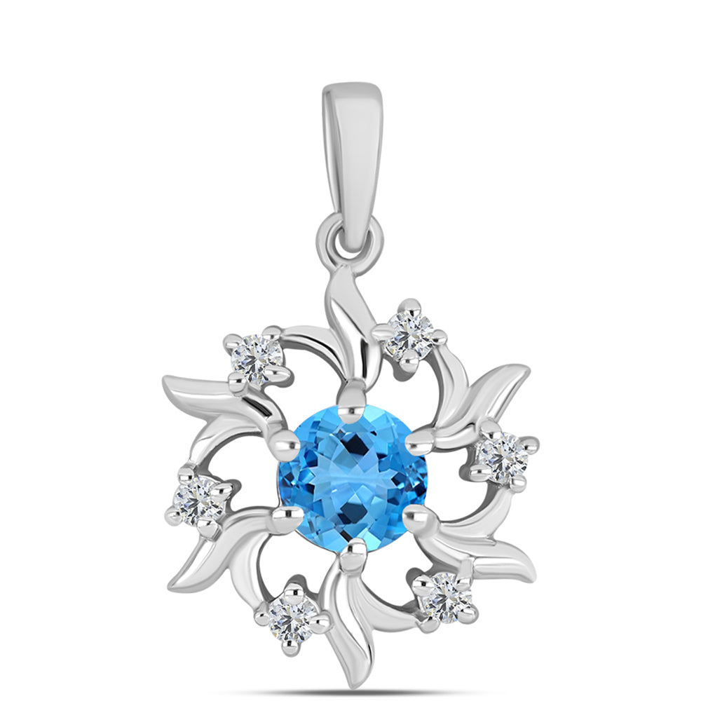 Colgante de Plata con Topacio Azul Suizo y Topacio Blanco 1 