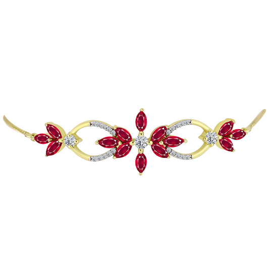 Pulsera de Plata Bañada en Oro con Rubí de Madagascar y Topacio Blanco