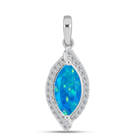 Colgante de Plata con Ópalo Azul Paraiba de Etiopía y Topacio Blanco