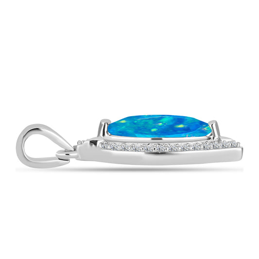 Colgante de Plata con Ópalo Azul Paraiba de Etiopía y Topacio Blanco