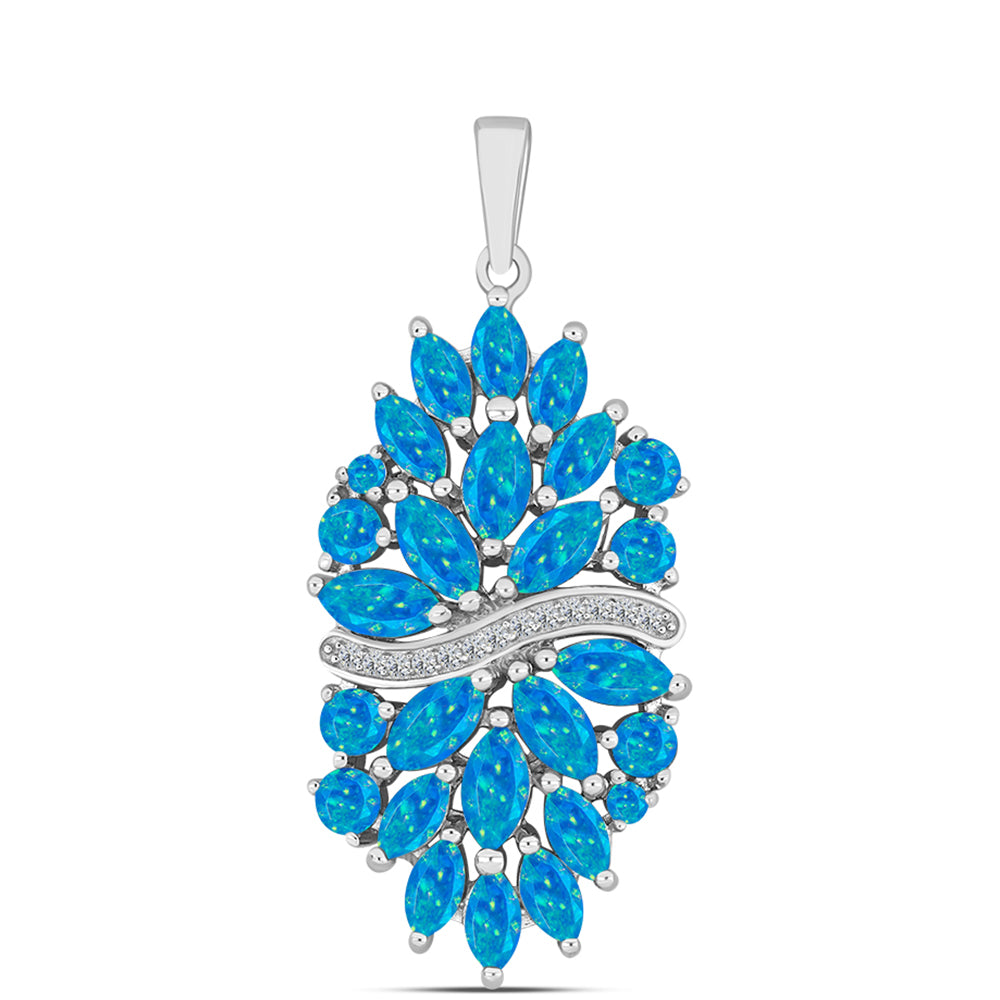 Colgante de Plata con Ópalo Azul Paraiba de Etiopía y Topacio Blanco