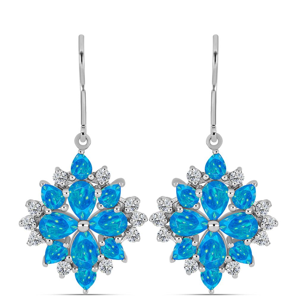 Pendientes de Plata con Ópalo Azul Paraiba de Etiopía y Topacio Blanco 1 