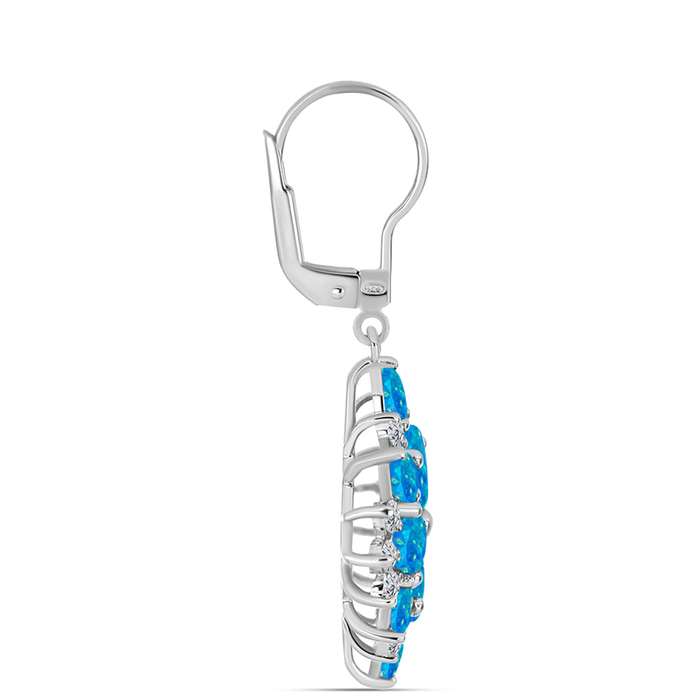 Pendientes de Plata con Ópalo Azul Paraiba de Etiopía y Topacio Blanco 2 