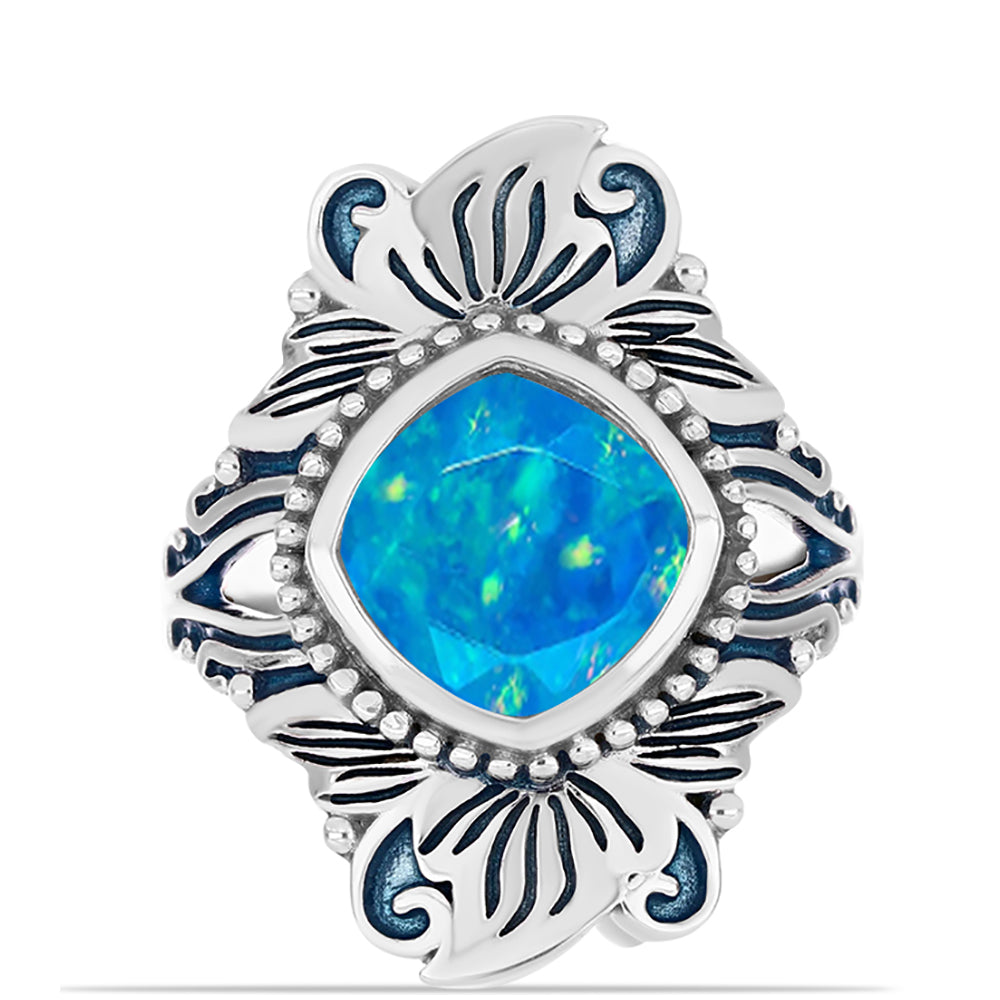 Anillo de Plata con Ópalo Azul Paraiba de Etiopía