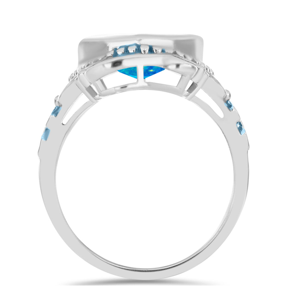 Anillo de Plata con Ópalo Azul Paraiba de Etiopía