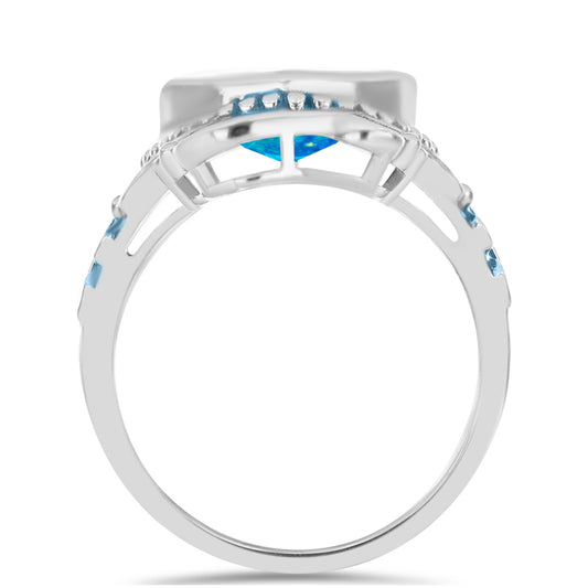 Anillo de Plata con Ópalo Azul Paraiba de Etiopía