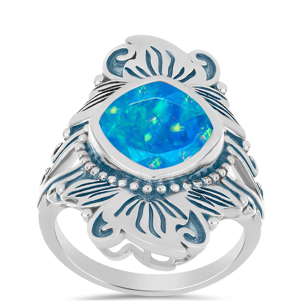 Anillo de Plata con Ópalo Azul Paraiba de Etiopía