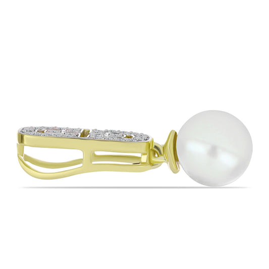 Colgante de Plata Bañada en Oro con Perla de Agua Dulce y Topacio Blanco