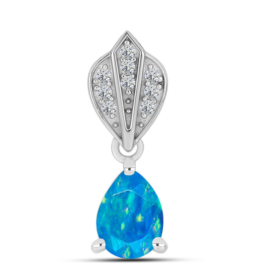 Colgante de Plata con Ópalo Azul Paraiba de Etiopía y Topacio Blanco