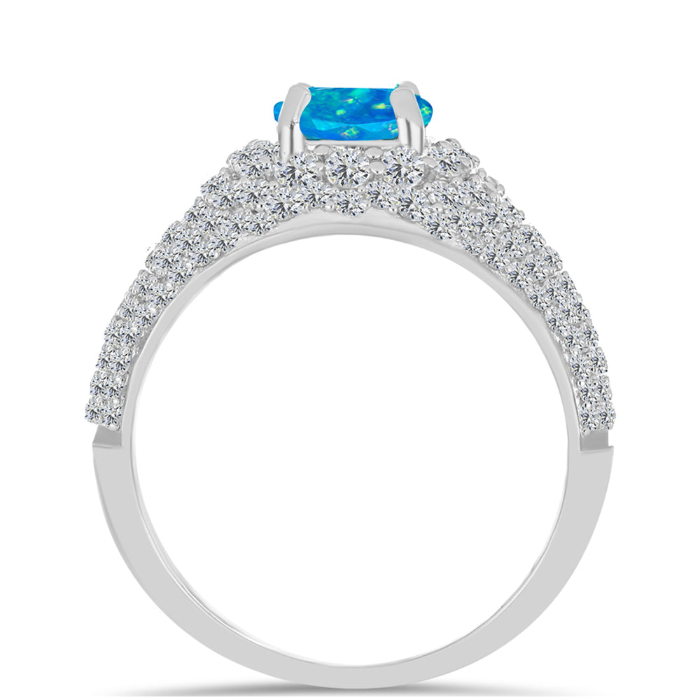 Anillo de Plata con Ópalo Azul Paraiba de Etiopía y Topacio Blanco 2 