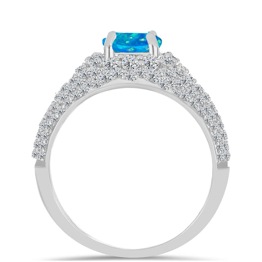 Anillo de Plata con Ópalo Azul Paraiba de Etiopía y Topacio Blanco