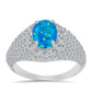 Anillo de Plata con Ópalo Azul Paraiba de Etiopía y Topacio Blanco