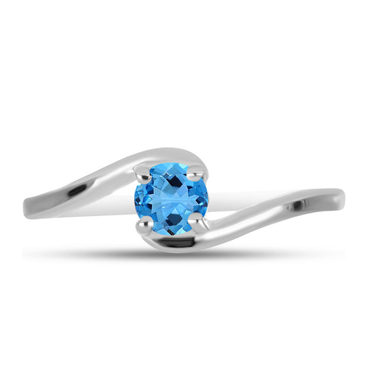 Anillo de Plata con Topacio Azul Suizo