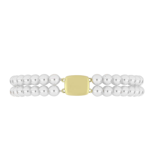 Pulsera de Plata Bañada en Oro con Perla de Agua Dulce