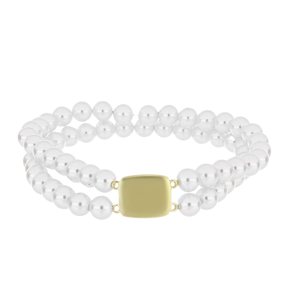 Pulsera de Plata Bañada en Oro con Perla de Agua Dulce